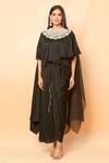 Prisho_Black Thread Embroidered Asymmetric Kaftan Set _at_Aza_Fashions