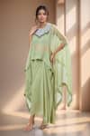 Buy_Prisho_Green Dori Embroidered Cape Set _at_Aza_Fashions