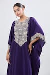 Prisho_Purple Lampi Embroidered Kaftan And Pant Set _at_Aza_Fashions