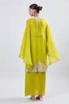 Shop_Prisho_Embroidered Green Cape And Draped Skirt Set _at_Aza_Fashions