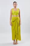 Buy_Prisho_Embroidered Green Cape And Draped Skirt Set 