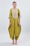 Buy_Prisho_Embroidered Green Kaftan And Pant Set _Online_at_Aza_Fashions