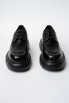 Shop_Kavith_Black Chunky Sole Laced Derby Shoes _at_Aza_Fashions