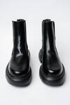 Shop_Kavith_Black Rounded Toe Chunky Sole Boots _at_Aza_Fashions