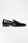 Kavith_Maroon Almond Toe Croco Patent Evening Slip-ons _Online_at_Aza_Fashions