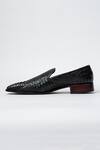 Kavith_Black Hand Woven Evening Slip-ons _Online_at_Aza_Fashions