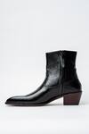 Buy_Kavith_Black Square Toe Trapezoid Heel Ankle Boots _Online_at_Aza_Fashions