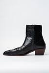 Kavith_Black Leather Cowboy Ankle Boots _Online_at_Aza_Fashions