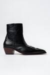 Buy_Kavith_Black Leather Cowboy Ankle Boots _Online_at_Aza_Fashions
