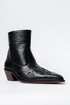 Buy_Kavith_Black Leather Cowboy Ankle Boots _at_Aza_Fashions