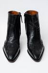 Shop_Kavith_Black Leather Cowboy Ankle Boots _at_Aza_Fashions