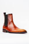 Buy_Kavith_Tan Cowboy Square Toe Ankle Boots _at_Aza_Fashions
