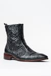 Buy_Kavith_Black Hand Wrinkled Nappa Cowboy Ankle Boots _at_Aza_Fashions