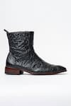 Kavith_Black Hand Wrinkled Nappa Cowboy Ankle Boots _Online_at_Aza_Fashions