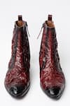Shop_Kavith_Burgundy Bordo Cowboy Ankle Boots With Square Toe _at_Aza_Fashions
