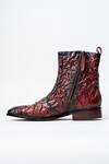 Kavith_Burgundy Bordo Cowboy Ankle Boots With Square Toe _Online_at_Aza_Fashions
