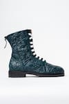 Shop Kavith Teal Blue Ankle Boots at Aza Fashions Shop_Kavith_Teal Blue Ankle Boots _at_Aza_Fashions