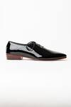 Kavith_Black Laced Wholecut Shoes With Square Pointed Toe _Online_at_Aza_Fashions