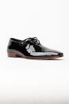 Buy_Kavith_Black Laced Wholecut Shoes With Square Pointed Toe _at_Aza_Fashions