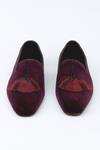 Shop_Kavith_Maroon Embroidery, Beads Evening Tassel Tuxedo Shoes _at_Aza_Fashions