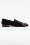 Kavith_Tassel Black Suede Hand Embroidered Juttis _Online_at_Aza_Fashions