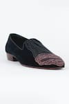 Buy_Kavith_Tassel Black Suede Hand Embroidered Juttis _at_Aza_Fashions