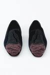 Shop_Kavith_Tassel Black Suede Hand Embroidered Juttis _at_Aza_Fashions