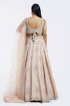 Shop_Onaya_Peach Georgette Embroidery, Sequins Round Neck Lehenga Set _at_Aza_Fashions