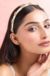 Shop Nazaakat By Samara Singh Gold Beads Kundan And Pearl Hair Band Online at Aza Fashions Shop_Nazaakat By Samara Singh_Gold Beads Kundan And Pearl Hair Band_Online_at_Aza_Fashions