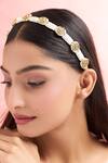 Nazaakat By Samara Singh Gold Beads Kundan And Pearl Hair Band at Aza Fashions Nazaakat By Samara Singh_Gold Beads Kundan And Pearl Hair Band_at_Aza_Fashions