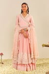 Buy_Sheetal Batra_Blush , Chanderi, Organza Sequins, Embroidery Designer Anarkali Set _at_Aza_Fashions