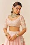 Sheetal Batra_Blush Rayon, , Organza Sequins, Embroidery Round Neck Pink Lehenga Set _Online_at_Aza_Fashions