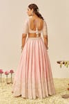 Shop_Sheetal Batra_Blush Rayon, , Organza Sequins, Embroidery Round Neck Pink Lehenga Set _at_Aza_Fashions