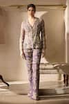 Buy_Bhumika Sharma_Purple Embroidered Plum Jacket And Pants Set _at_Aza_Fashions