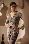 Bhumika Sharma_Purple Embroidered Plum Jacket And Pants Set _Online_at_Aza_Fashions