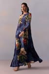 Buy_Kalista_Navy Myra Jalabiya Floral Print Maxi Dress _Online_at_Aza_Fashions