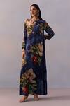 Buy_Kalista_Navy Myra Jalabiya Floral Print Maxi Dress _at_Aza_Fashions