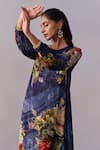 Shop_Kalista_Navy Myra Jalabiya Floral Print Maxi Dress _Online_at_Aza_Fashions