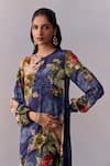 Kalista_Navy Myra Jalabiya Floral Print Maxi Dress _at_Aza_Fashions