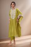 Buy_Prisho_Embroidered Green Kaftan And Pant Set _at_Aza_Fashions