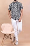 Arihant Rai Sinha_Black Floret Printed Pure Cotton Shirt _Online_at_Aza_Fashions