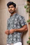 Buy_Arihant Rai Sinha_Black Floret Printed Pure Cotton Shirt _at_Aza_Fashions