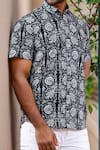 Arihant Rai Sinha_Black Floret Printed Pure Cotton Shirt _at_Aza_Fashions