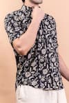 Buy_Aryavir Malhotra_Black Cotton Blossom Print Shirt _Online_at_Aza_Fashions