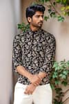 Arihant Rai Sinha_Black Cotton Blossom Print Shirt _Online_at_Aza_Fashions