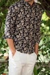 Arihant Rai Sinha_Black Cotton Blossom Print Shirt _at_Aza_Fashions