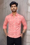 Buy_Arihant Rai Sinha_Animal Print Peach Cotton Shirt _at_Aza_Fashions