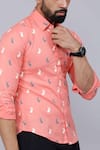 Arihant Rai Sinha_Animal Print Peach Cotton Shirt _at_Aza_Fashions