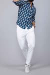 Aryavir Malhotra_Blue Cotton Floral Print Collared Shirt _at_Aza_Fashions