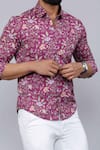 Buy_Aryavir Malhotra_Purple Cotton Floral Print Collared Shirt _Online_at_Aza_Fashions